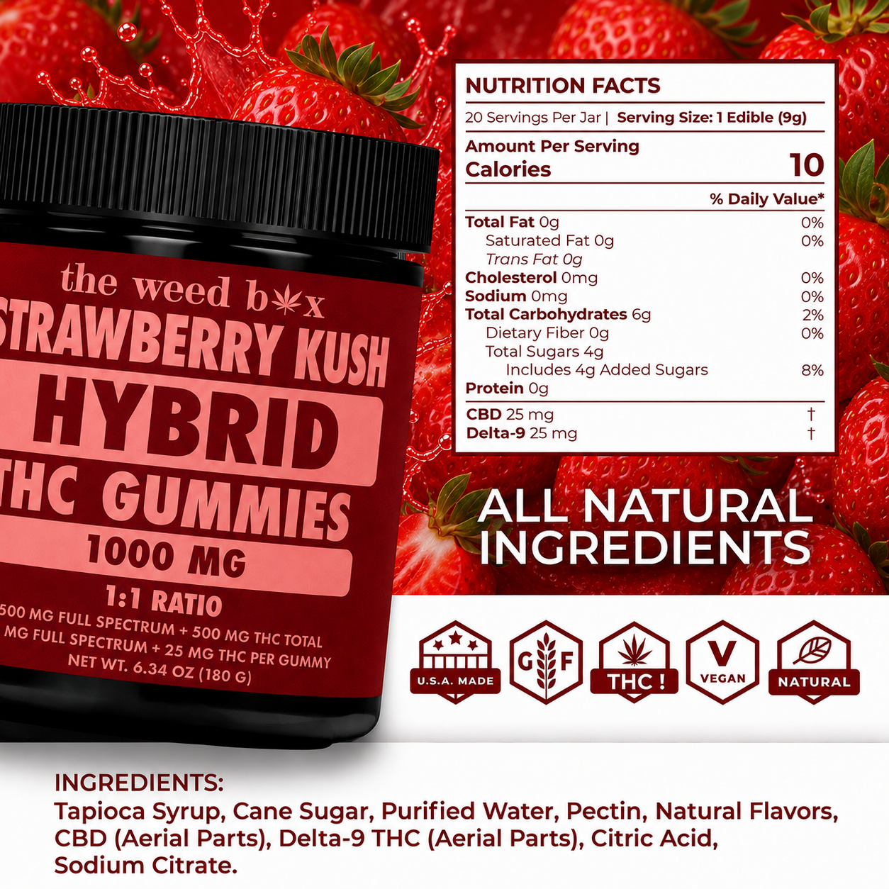 Delta 9 Gummies 1000mg | Strawberry Kush