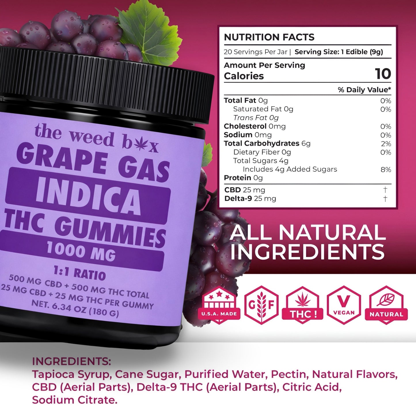 Delta-9 Gummies 1000MG | Grape Gas