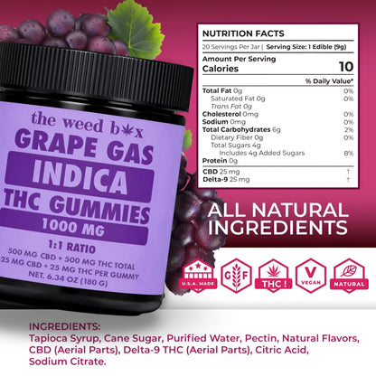 Delta-9 Gummies 1000MG | Grape Gas