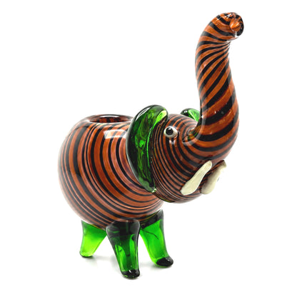 Elephant Hand Pipe | Tan Striped | Hand Blown