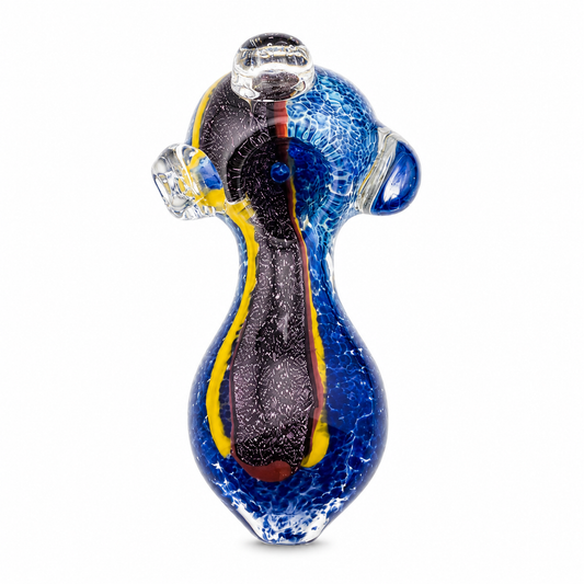 The Weed Box®️ Blue + Yellow Dichro Hand Pipe | Hand Blown