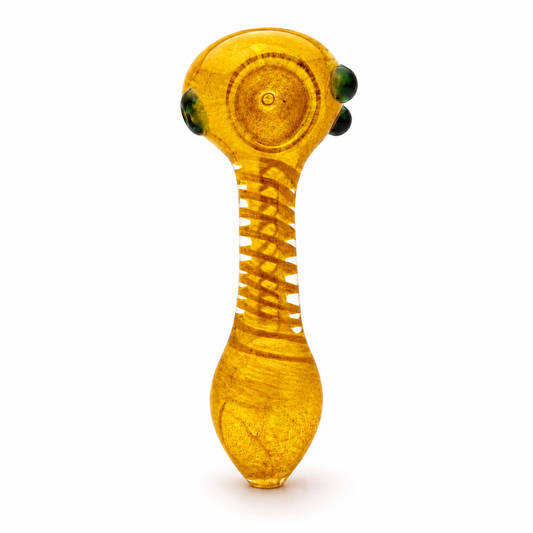 The Weed Box®️ Spiral Dark Yellow Hand Pipe | Hand Blown