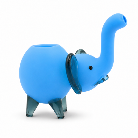 Elephant Hand Pipe | Matte Blue | Hand Blown