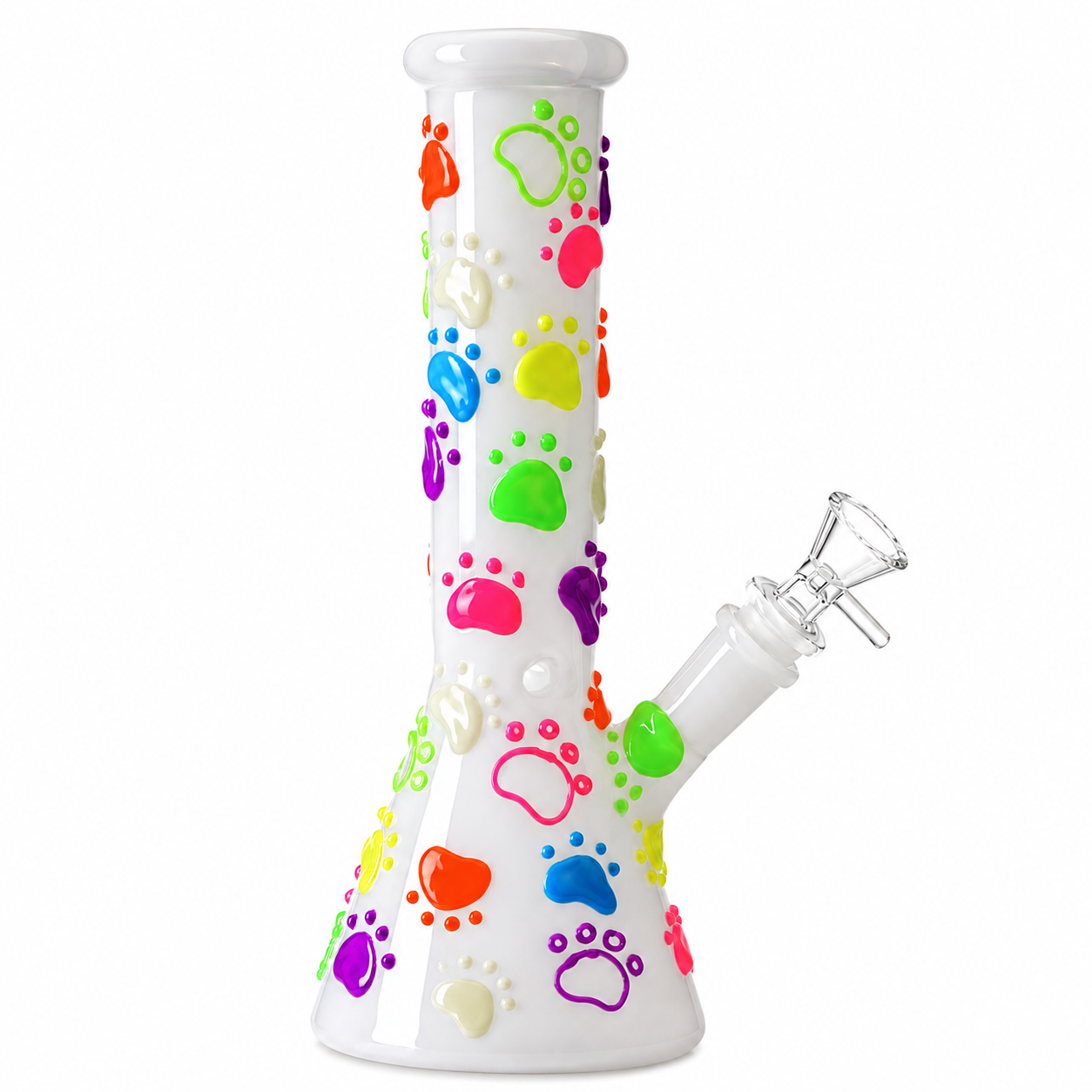 10” Beaker Bong | GLOW IN THE DARK | Dog Paw Print