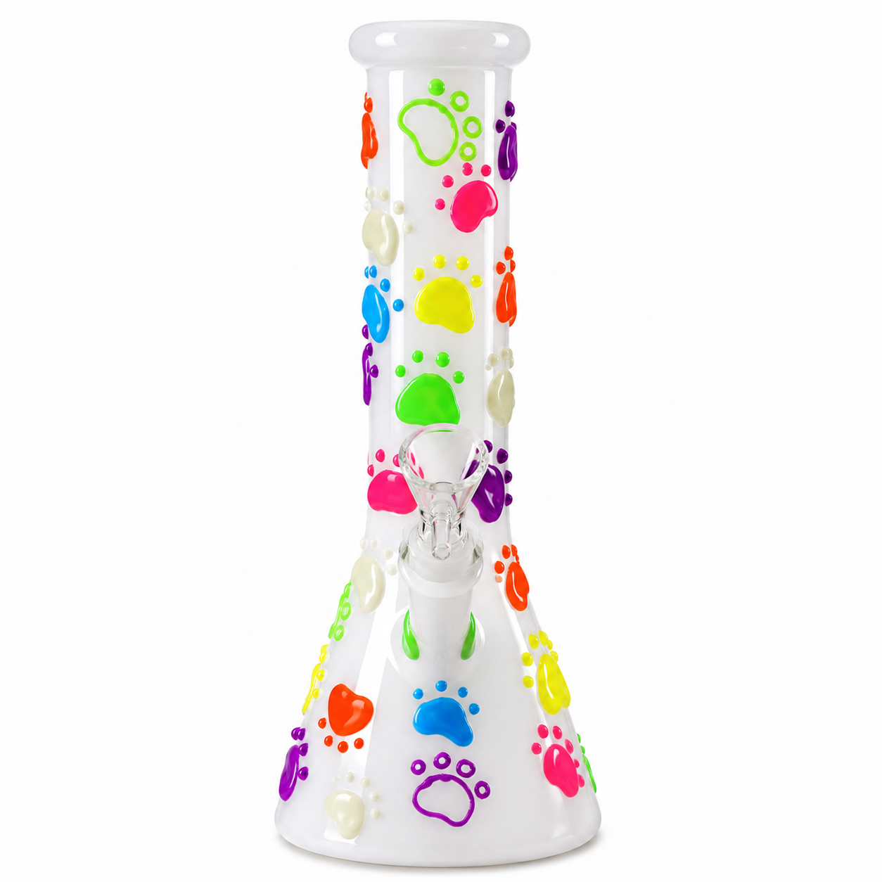 10” Beaker Bong | GLOW IN THE DARK | Dog Paw Print