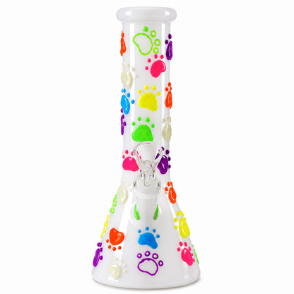10” Beaker Bong | GLOW IN THE DARK | Dog Paw Print