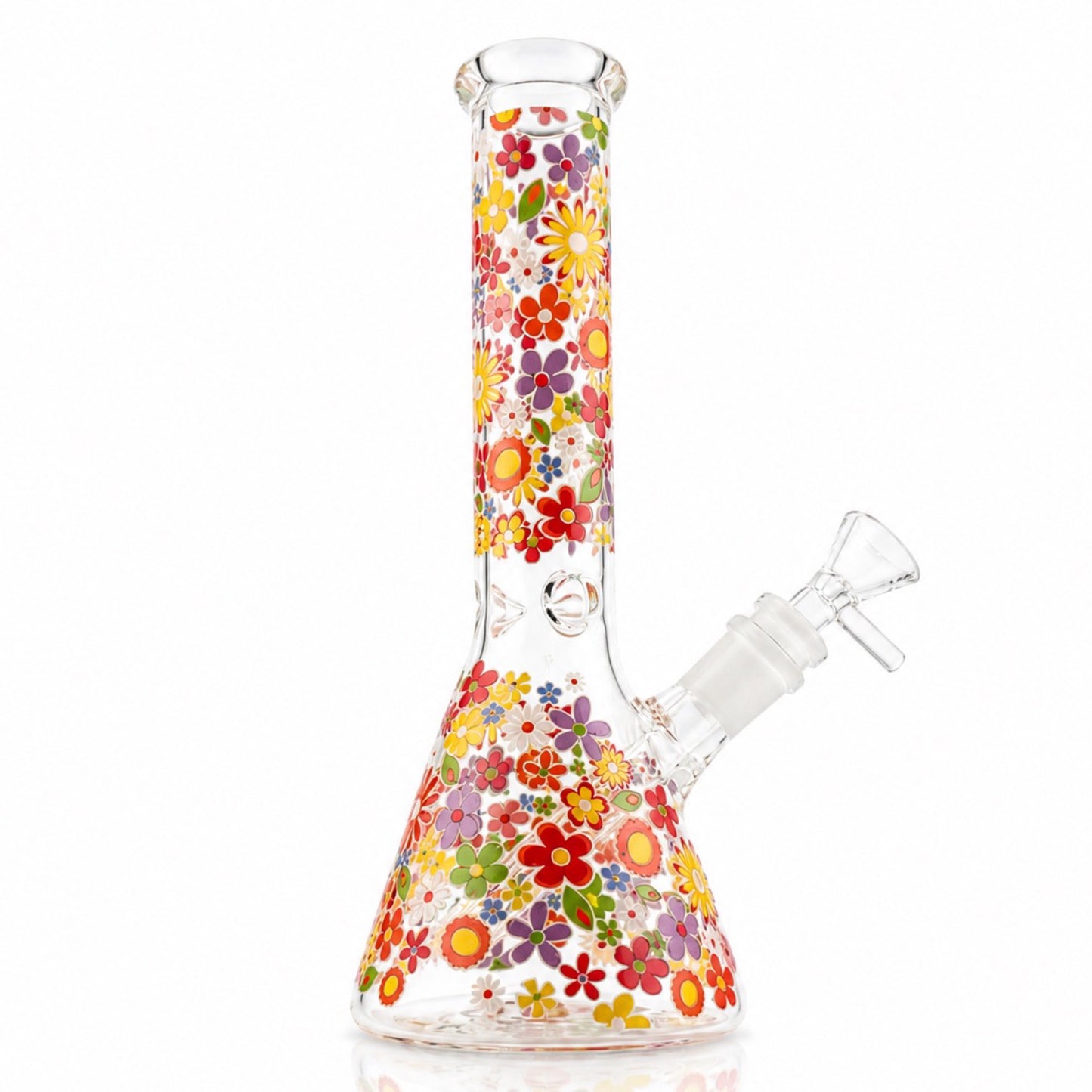 10” Beaker Bong | Orange + Yellow Flowers